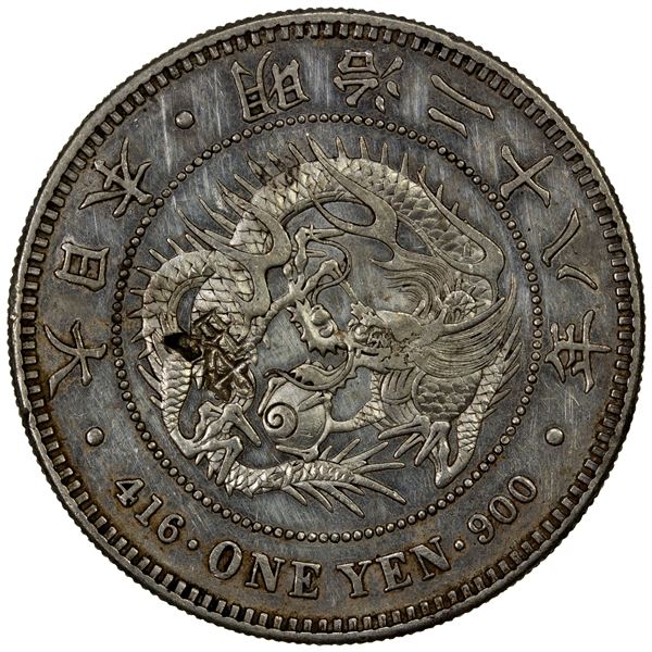 CHOPMARKED COINS: JAPAN: Meiji, 1868-1912, AR yen, year 28 (1895), AU