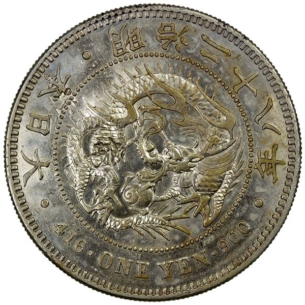 CHOPMARKED COINS: JAPAN: Meiji, 1868-1912, AR yen, year 28 (1895), AU