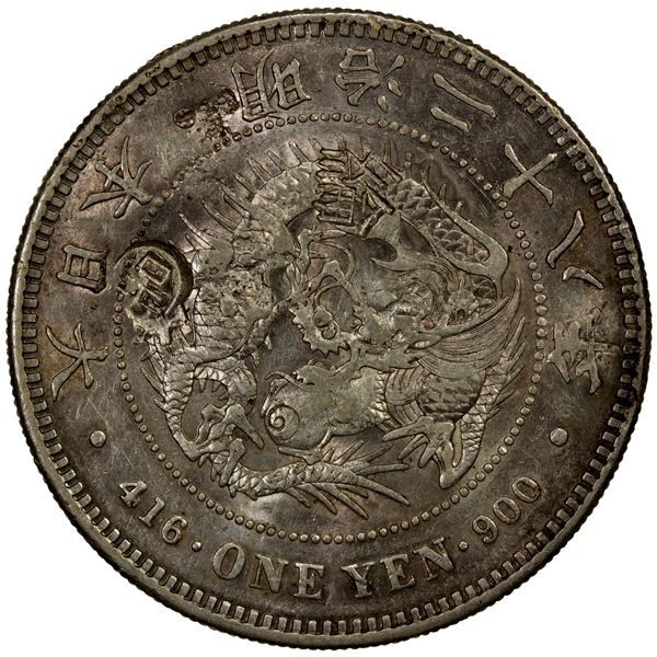 CHOPMARKED COINS: JAPAN: Meiji, 1868-1912, AR yen, year 28 (1895), EF-AU