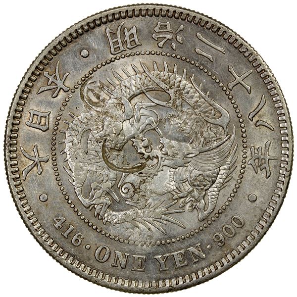CHOPMARKED COINS: JAPAN: Meiji, 1868-1912, AR yen, year 28 (1895), EF-AU