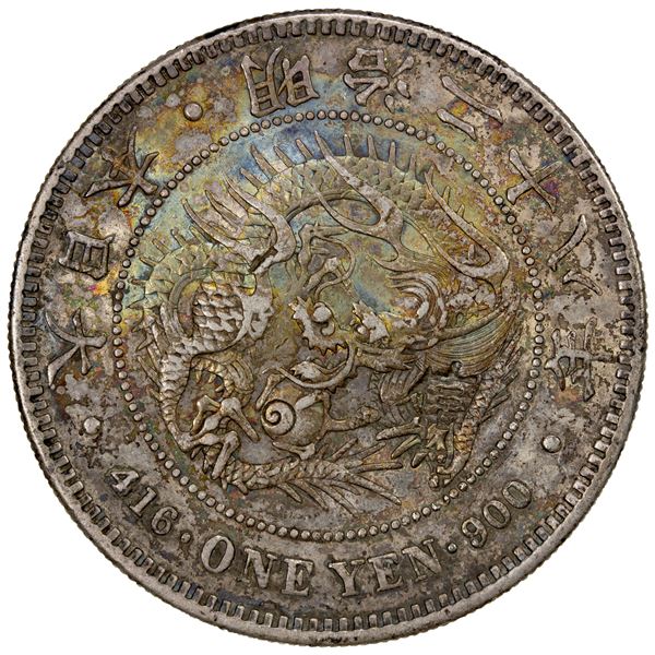 CHOPMARKED COINS: JAPAN: Meiji, 1868-1912, AR yen, year 28 (1895), VF-EF