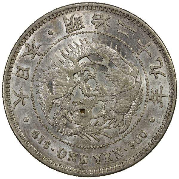 CHOPMARKED COINS: JAPAN: Meiji, 1868-1912, AR yen, year 28 (1895), EF-AU