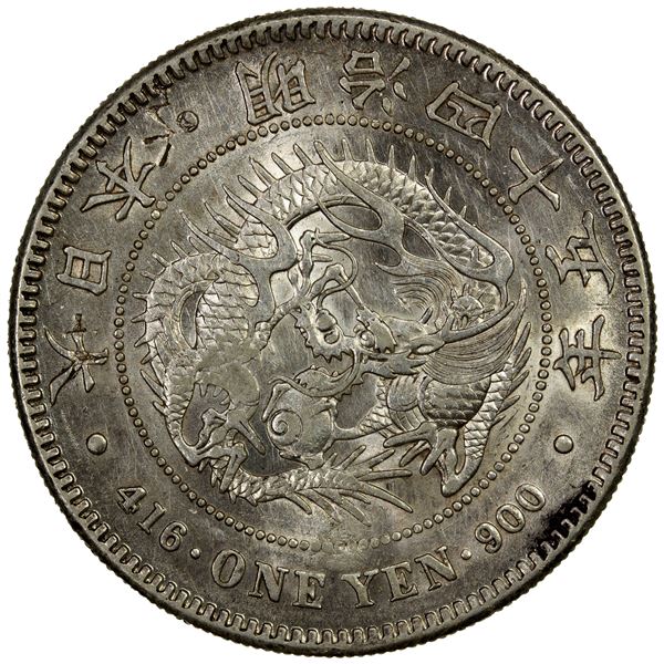 CHOPMARKED COINS: JAPAN: Meiji, 1868-1912, AR yen, year 45 (1912), AU