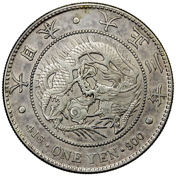 CHOPMARKED COINS: JAPAN: Taisho, 1912-1926, AR yen, year 3 (1914), EF-AU