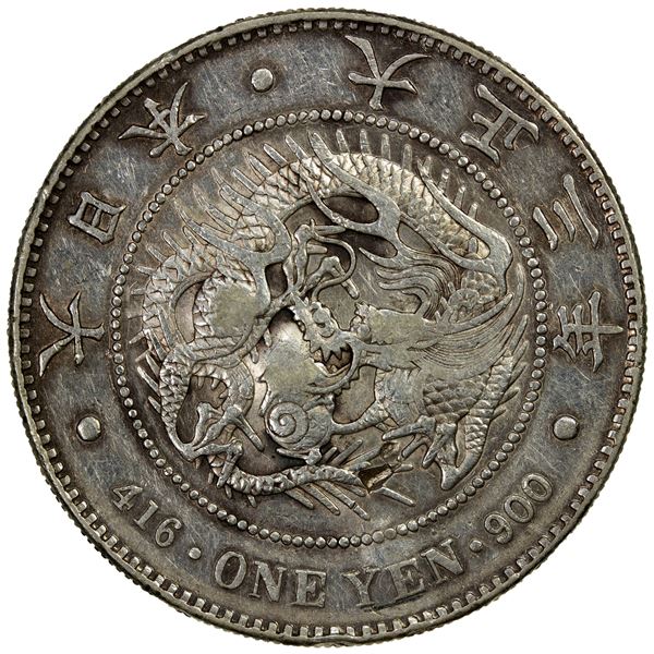 CHOPMARKED COINS: JAPAN: Taisho, 1912-1926, AR yen, year 3 (1914), EF-AU