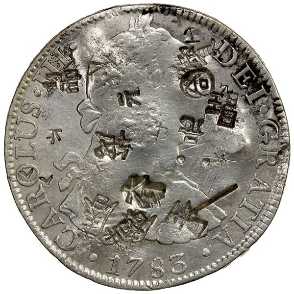 CHOPMARKED COINS: MEXICO: Carlos III, 1759-1788, AR 8 reales, 1783-Mo, VF