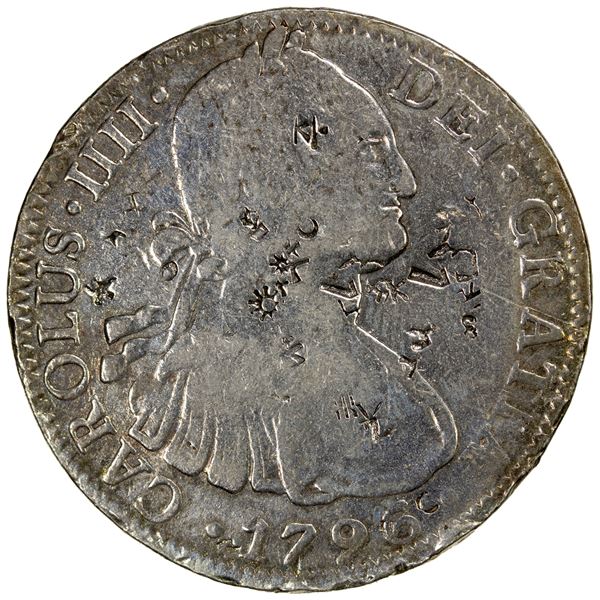 CHOPMARKED COINS: MEXICO: Carlos IV, 1788-1808, AR 8 reales, 1796-Mo, VG