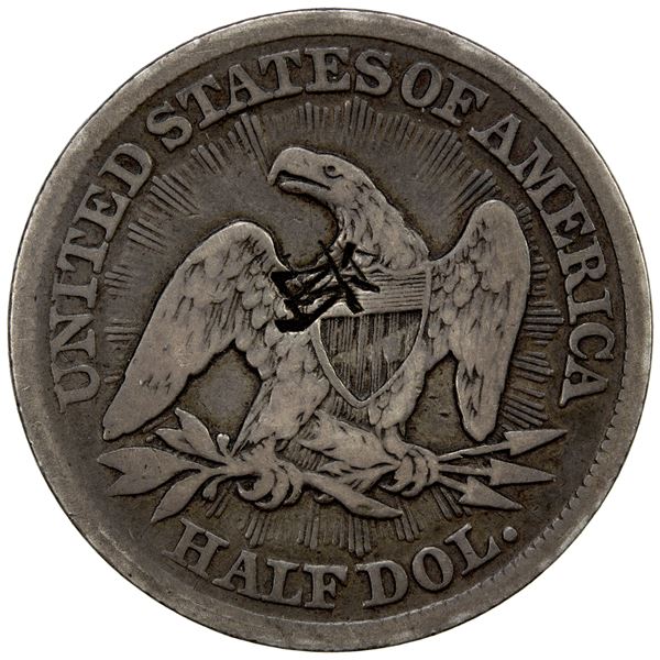 CHOPMARKED COINS: UNITED STATES: Republic, AR half dollar, Arrows & Rays, 1853, Fine