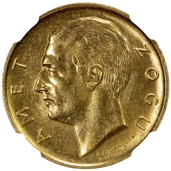 ALBANIA: First Republic, AV 10 franga ari, 1927-R, NGC AU58