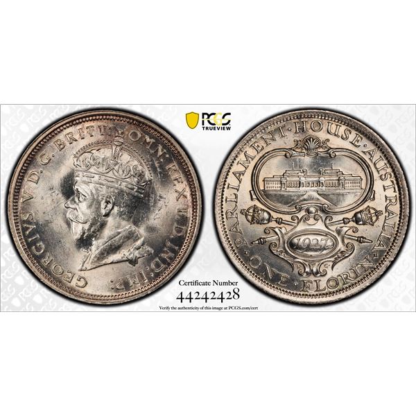AUSTRALIA: George V, 1910-1936, AR florin, 1927, PCGS MS64
