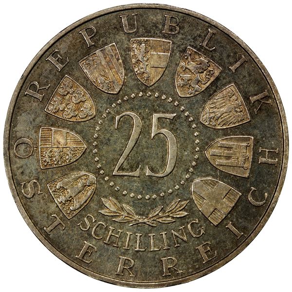 AUSTRIA: Republic, AR 25 schilling, 1956, Proof