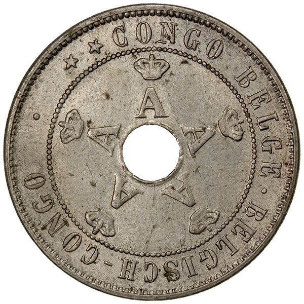 BELGIAN CONGO: Albert I, 1909-1934, 20 centimes, 1911, Choice Unc