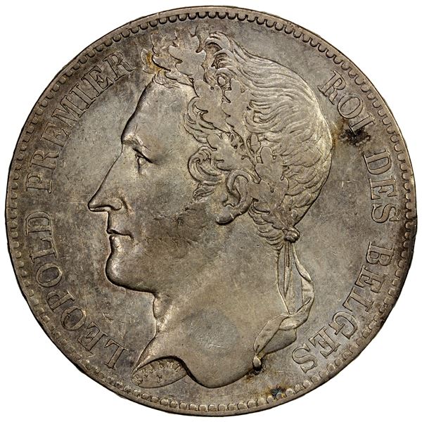 BELGIUM: Leopold I, 1831-1865, AR 5 francs, 1847, EF