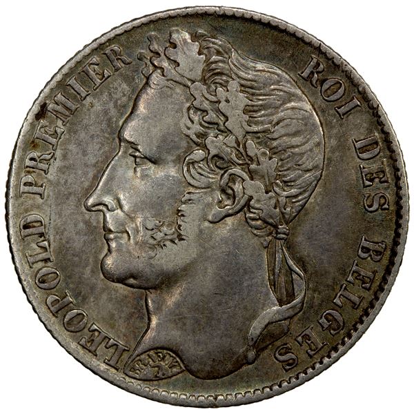 BELGIUM: Leopold I, 1831-1865, AR ½ franc, 1844, Choice VF
