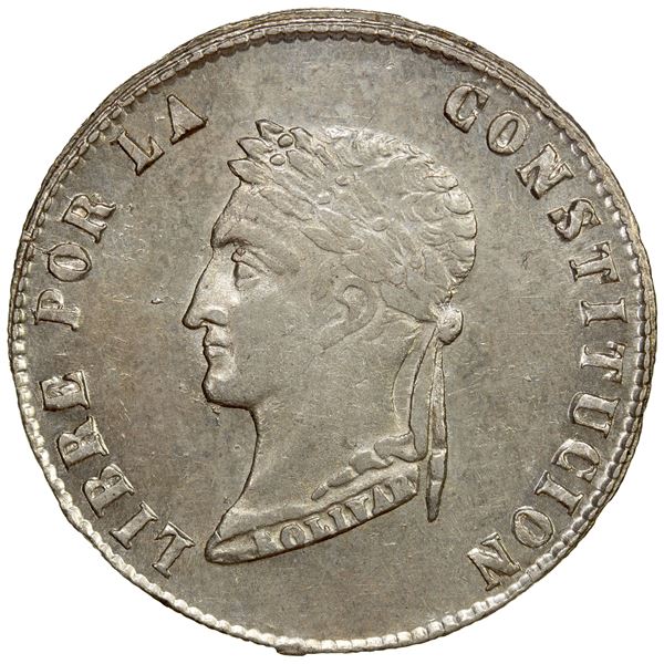 BOLIVIA: Republic, AR 4 soles, 1854, EF-AU