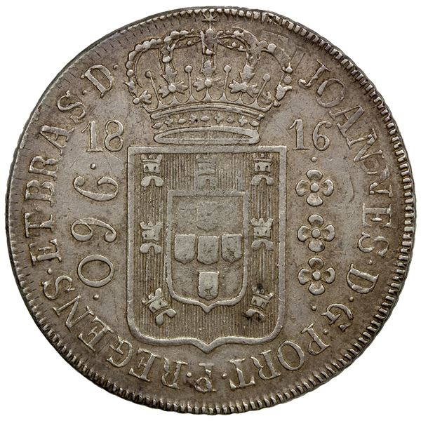 BRAZIL: Joao, Prince Regent, 1799-1818, AR 960 reis, 1816, VF-EF