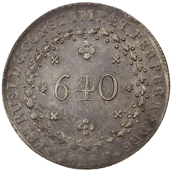 BRAZIL: Pedro I, 1822-1831, AR 640 reis, 1825-R, EF-AU