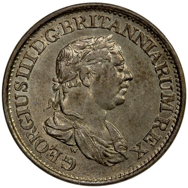 BRITISH GUIANA: ESSEQUIBO AND DEMERARY: George III, 1760-1820, AR ½ guilder, 1816, EF-AU