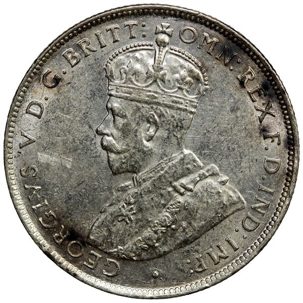 BRITISH WEST AFRICA: George V, 1910-1936, AR 2 shillings, 1919-H, EF-AU