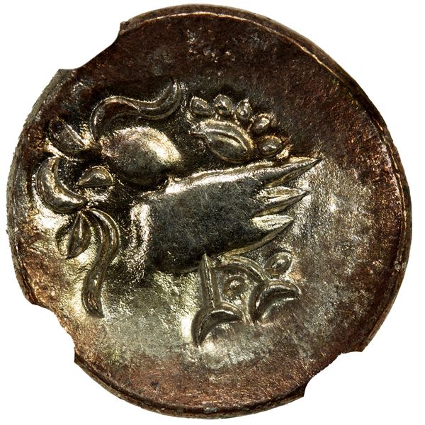 CAMBODIA: Ang Duong, 1840-1860, AR 2 pe, ND, NGC MS62. CAC