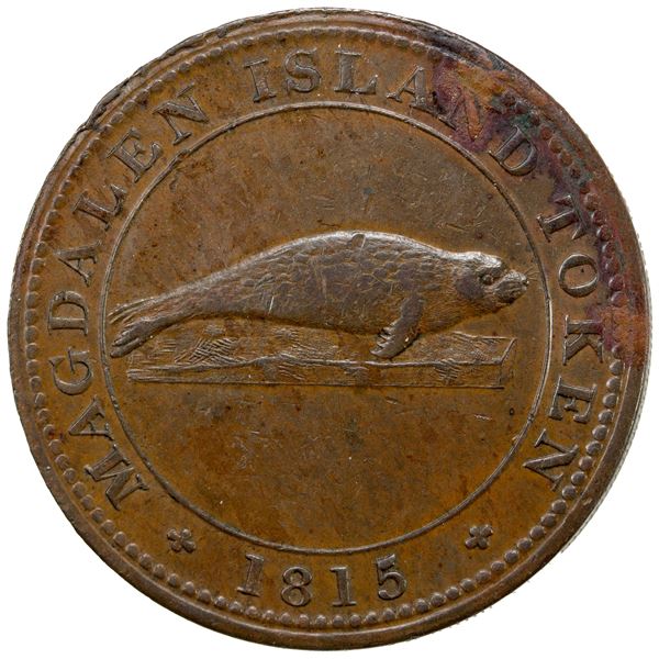 LOWER CANADA: Magdalen Island, AE penny token, 1815, EF