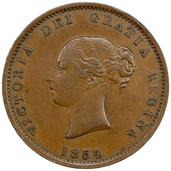 NEW BRUNSWICK: Victoria, 1837-1901, AE halfpenny token, 1854, EF