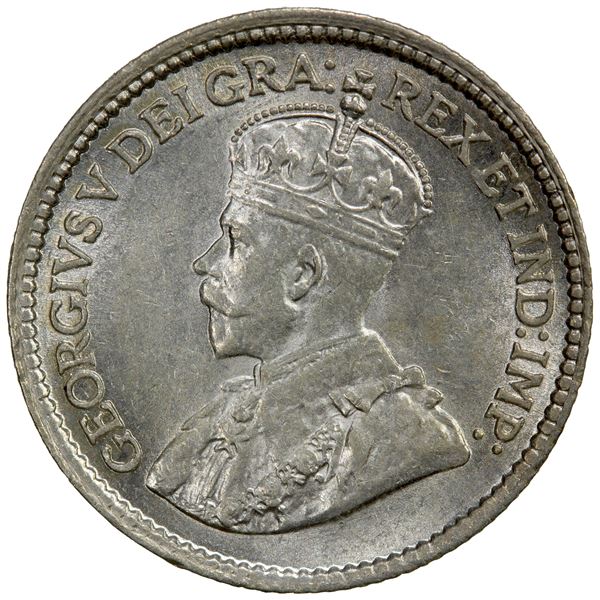 NEWFOUNDLAND: George V, 1910-1936, AR 5 cents, 1917-C, Choice AU