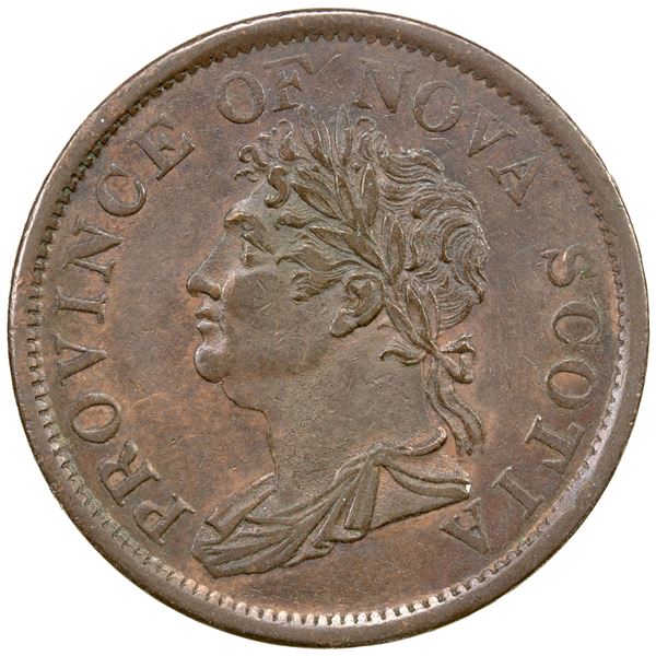 NOVA SCOTIA: George IV, 1820-1830, AE penny token, 1824, VF-EF