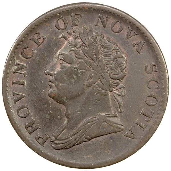NOVA SCOTIA: William IV, 1830-1837, AE halfpenny token, 1832, EF