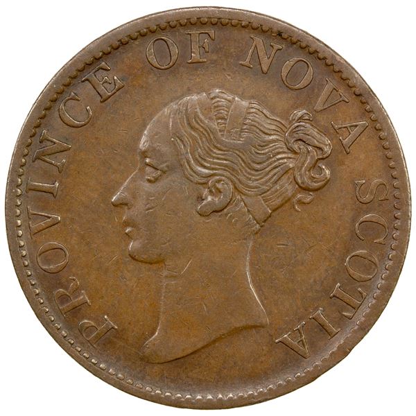 NOVA SCOTIA: Victoria, 1837-1901, AE halfpenny token, 1840, EF