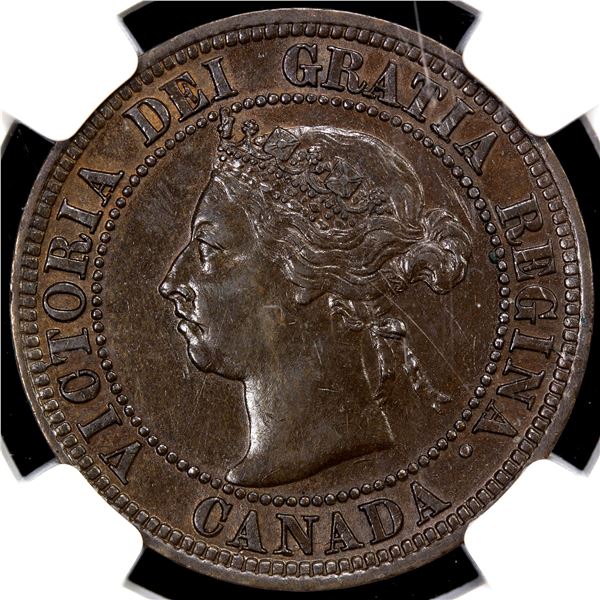 CANADA: Victoria, 1837-1901, AE cent, 1891, NGC AU Details, obverse scratched