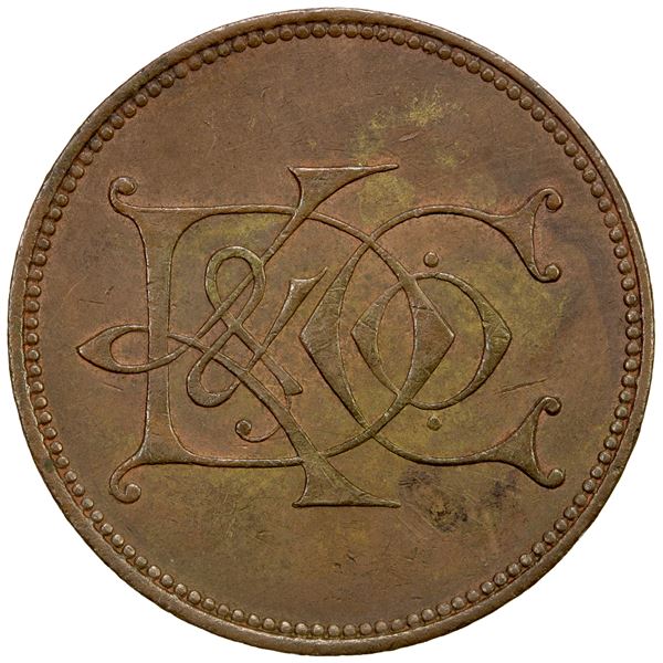 CEYLON: Keir, Dundas, & Co. AE 4½ pence (7.16g), ND (1866), Choice EF