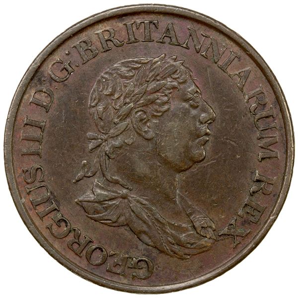 CEYLON: George III, 1760-1820, AE ½ stiver, 1815, EF