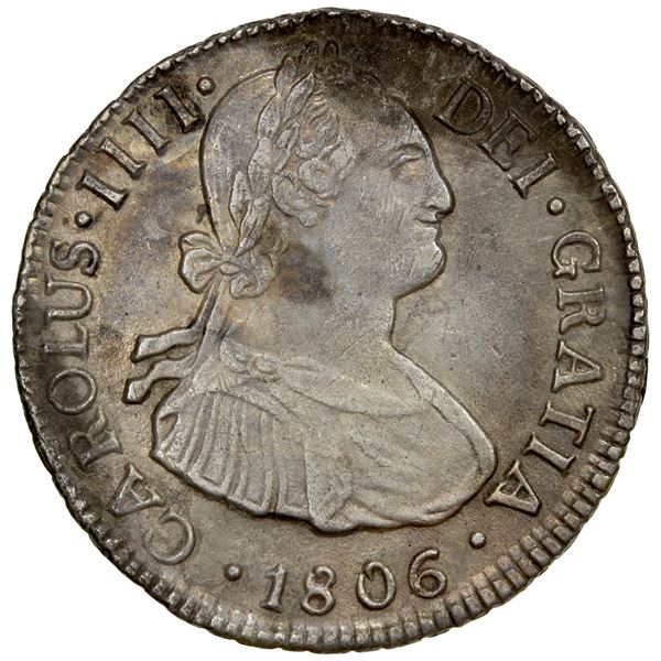 CHILE: Carlos IV, 1788-1808, AR 2 reales, 1806-So, EF-AU
