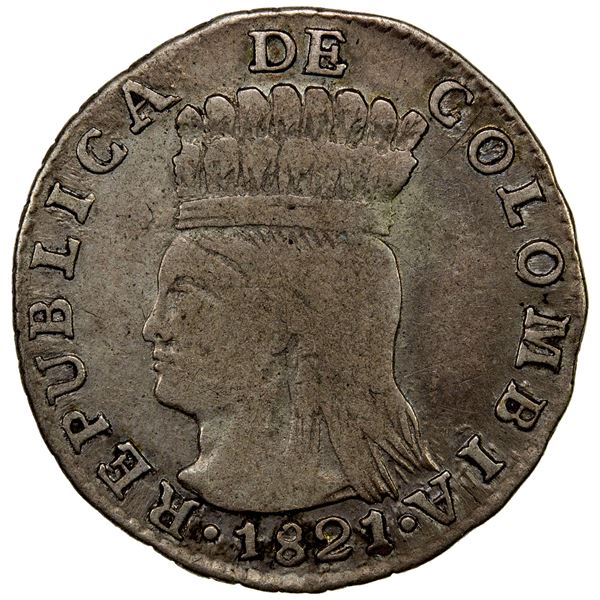 COLOMBIA: Cundinamarca, AR real, 1821-Ba, Fine