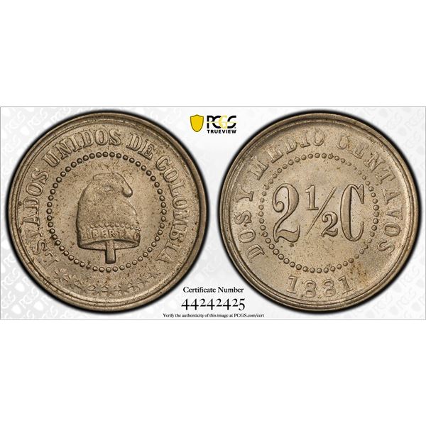 COLOMBIA: Republic, 2½ centavos, 1881, PCGS MS65