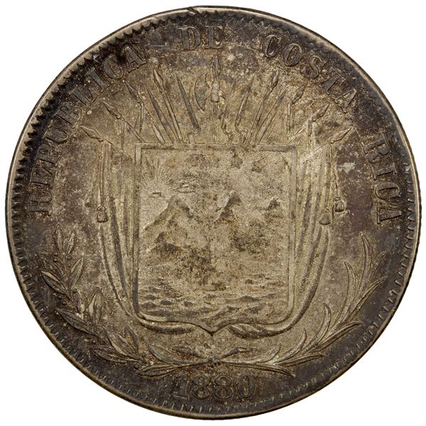 COSTA RICA: Republic, AR 50 centavos, 1880, EF