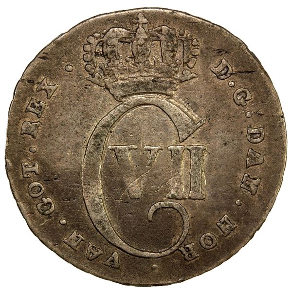 DANISH WEST INDIES: Christian VII, 1766-1808, AR 12 skilling, 1767, F-VF