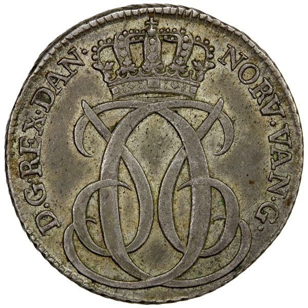 DENMARK: Christian VI, 1730-1746, AR 24 skilling, 1742, VF-EF