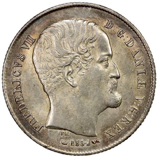 DENMARK: Frederik VII, 1848-1863, AR ½ rigsdaler, 1854, AU