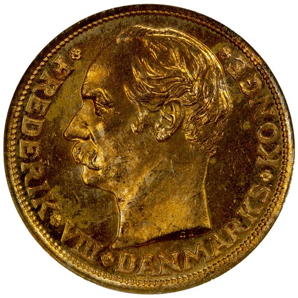 DENMARK: Frederik VIII, 1906-1912, AV 10 kroner, 1909, NGC MS65
