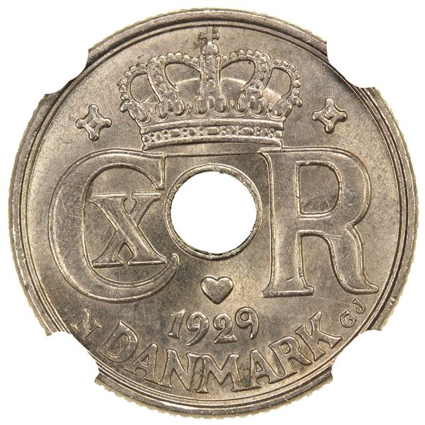 DENMARK: Christian X, 1912-1947, 10 øre, 1929, NGC MS64