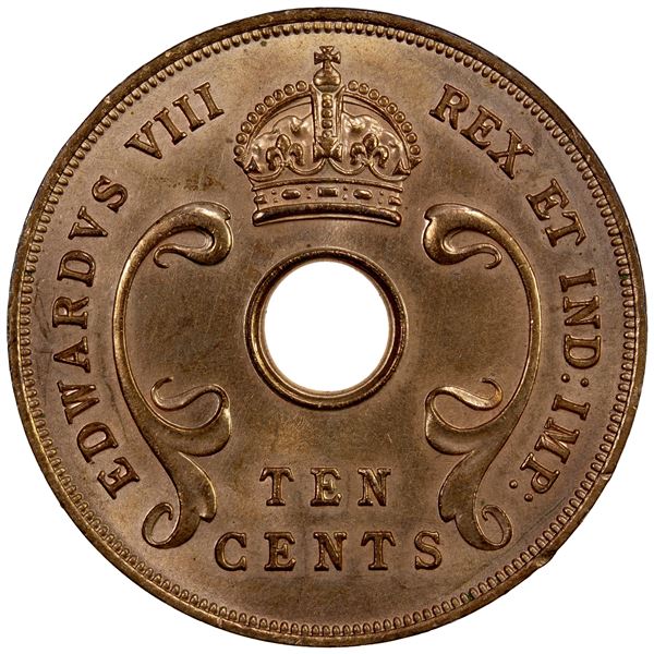 EAST AFRICA: Edward VIII, 1936-1937, AE 10 cents, 1936, Unc
