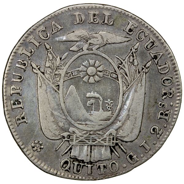 ECUADOR: Republic, AR 2 reales, 1849, F-VF