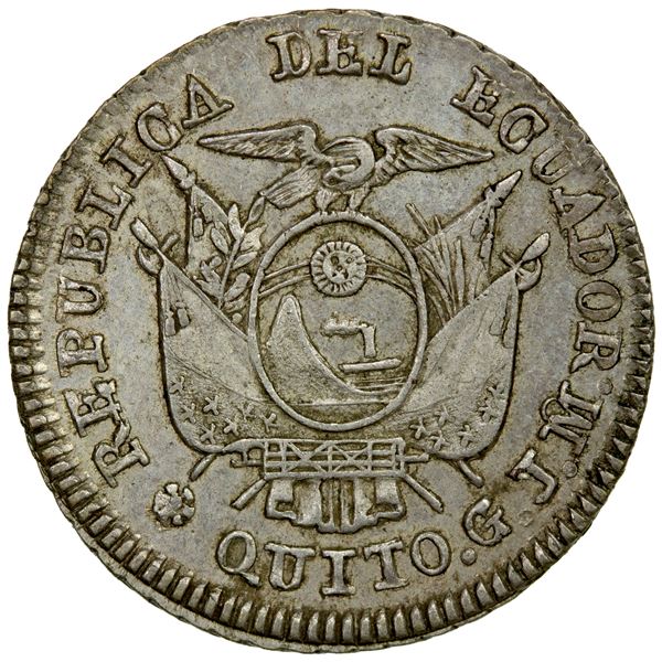 ECUADOR: Republic, AR ½ real, 1848, EF