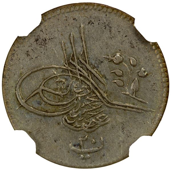 EGYPT: Abdul Hamid II, 1876-1909, AR 20 para, AH1293 year 3, NGC AU58