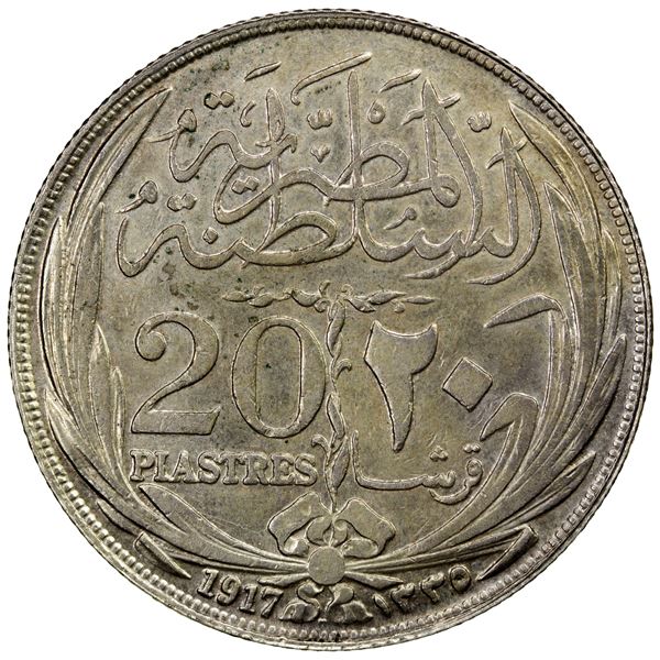 EGYPT: Hussein Kamel, 1914-1917, AR 20 piastres, 1917/AH1335-H, EF