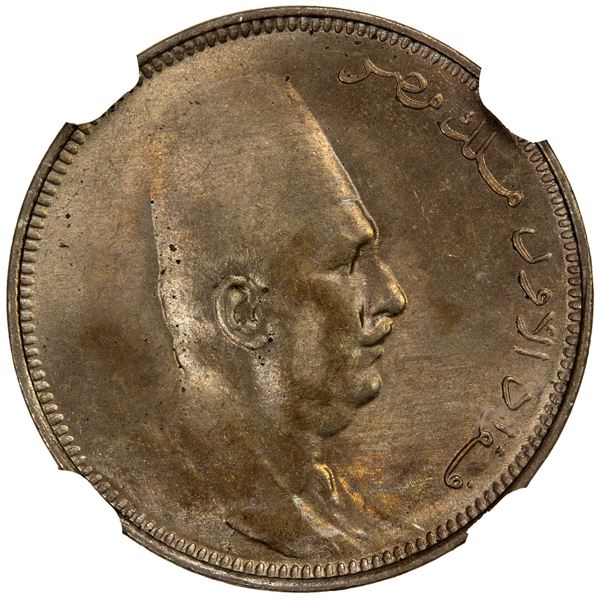 EGYPT: Fuad I, 1922-1936, CN 2 milliemes, 1924/AH1342-H, NGC MS64
