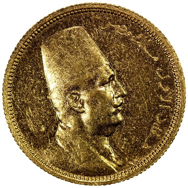 EGYPT: Fuad I, 1922-1936, AV 100 piastres, 1922/AH1340, AU