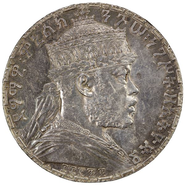 ETHIOPIA: Menelik II, 1889-1913, AR birr, EE1892, EF-AU